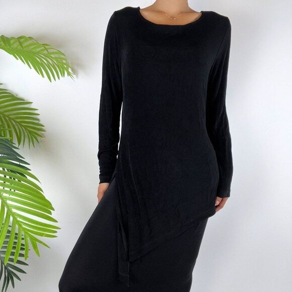 Women's Vintage 90s Y2K Black Whimsygoth Romantic Grunge Slinky Tunic Top /Sz: 1 - Picture 5 of 6